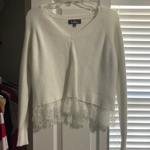 Lulus V-Neck Sweater with Lace